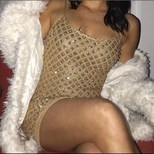 Fashion Nova Gold Glitter Dress XS